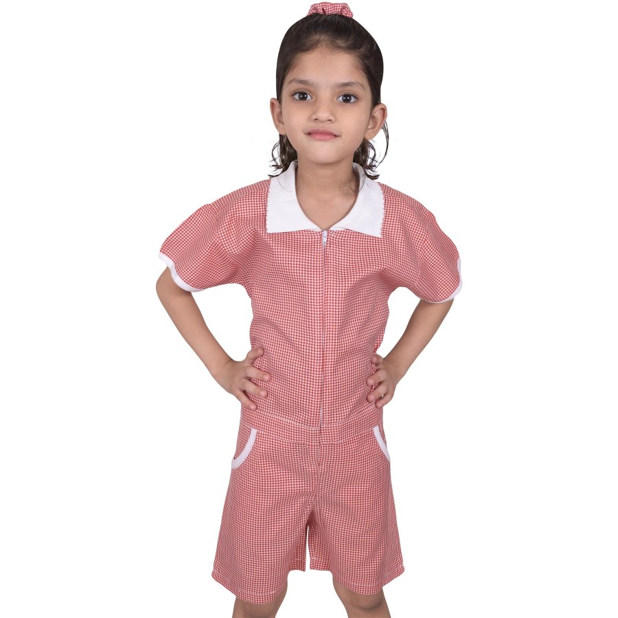 Click to view product details and reviews for Kids Girls Gingham School Playsuit Check Summer Dresses With Matching Scrunchies 11 12 Years Red.