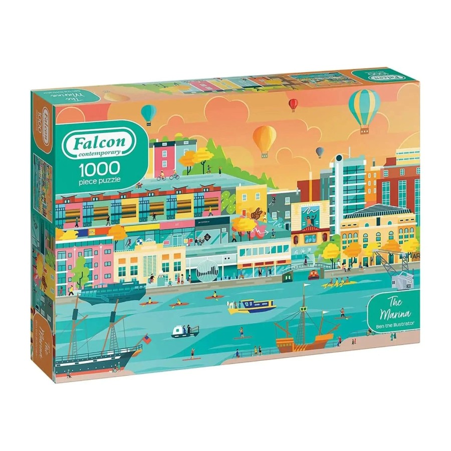 Click to view product details and reviews for The Marina Jigsaw Puzzle Illustrated Boats Waterfront 1000 Pieces.