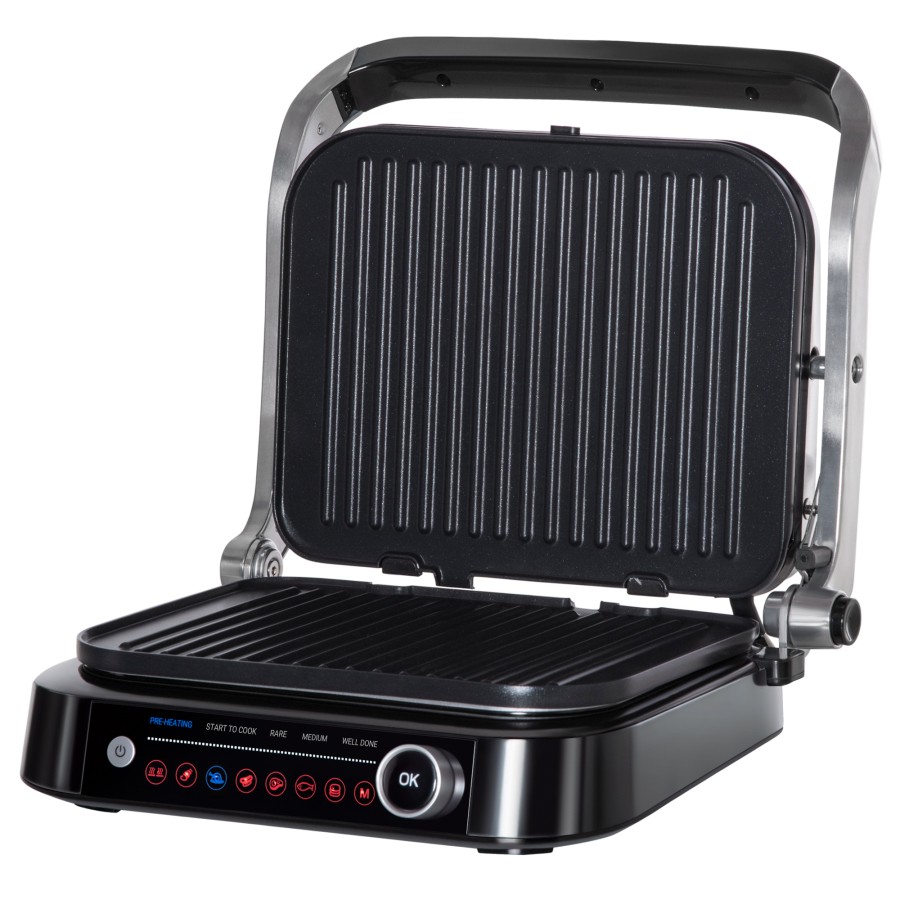 HOMCOM Health Grill & Panini Press, 2100W w/ 180° Flat Open 8 Automatic Settings