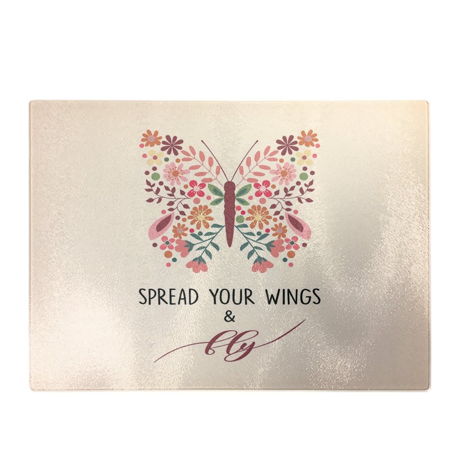 Click to view product details and reviews for Spread Your Wings Glass Chopping Board.