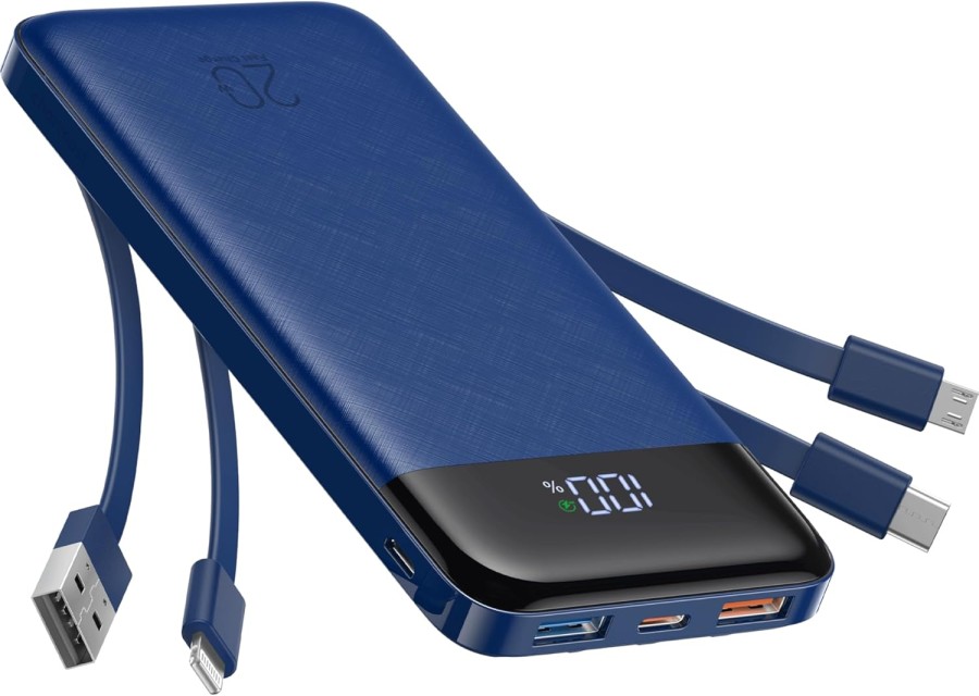 20000mAh 22.5W Power Bank With 4 Cables Blue