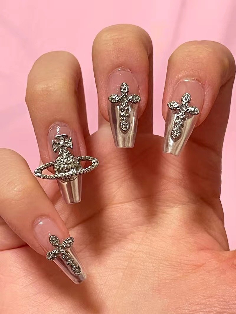 A02 Saturn Cross Press on Nail