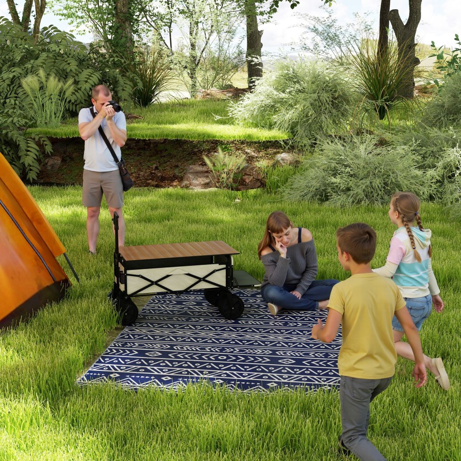 Click to view product details and reviews for Outsunny Reversible Outdoor Rv Rug 18 X 27m Patio Floor Mat Waterproof Plastic Straw Rug For Garden Deck Picnic Beach Camping Geometric Blue.