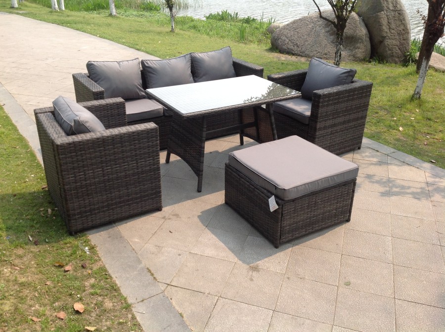 Click to view product details and reviews for Fimous Grey Lounge Rattan Sofa Dining Table Set Chairs Garden Furniture Outdoor.