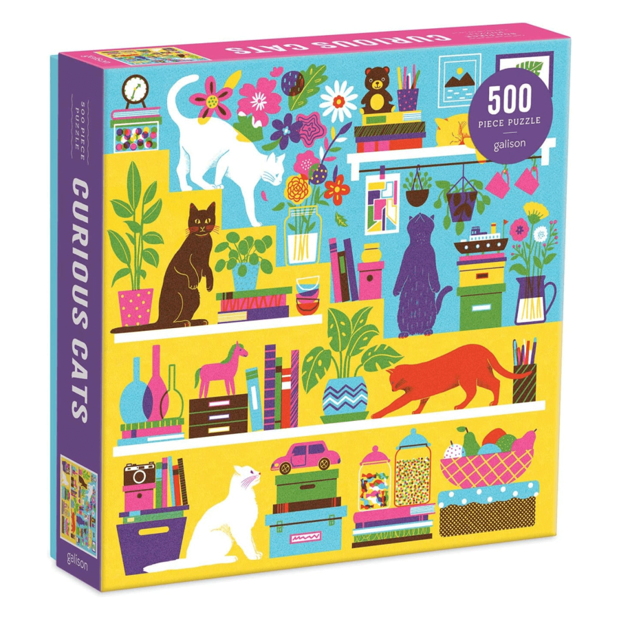 Galison Curious Cats Jigsaw Puzzle Illustrated 500 Pieces
