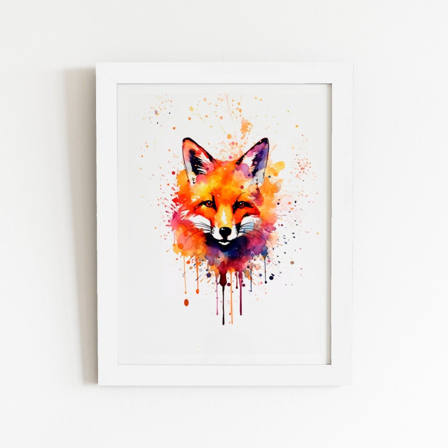 Click to view product details and reviews for Watercolour Splashart Fox Face Art Prints 8 X 10 White Frame.