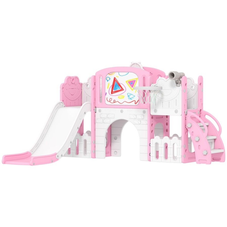 Click to view product details and reviews for Aiyaplay 7 In 1 Toddler Slide Set With Basketball Hoop Outdoor Indoor Frog Theme Playset With Climbing Frame Telescope Drawing Board Storage Box.