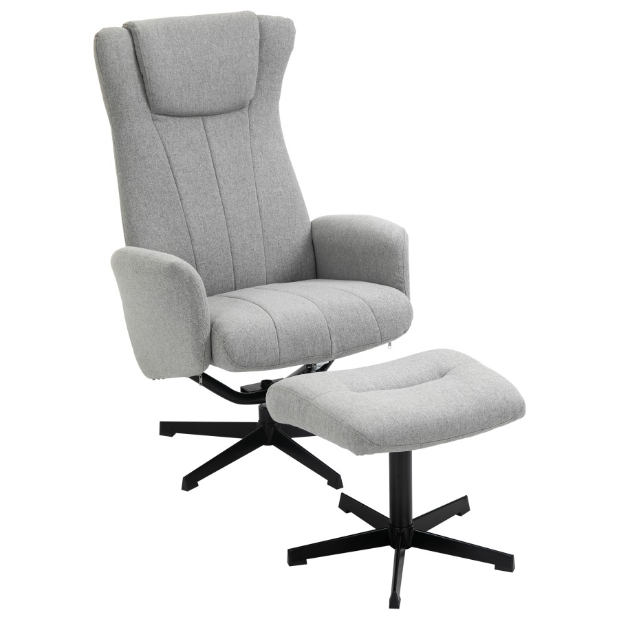 Click to view product details and reviews for Homcom Recliner And Ottoman Thick Padded Cushion Adjustable Back Light Grey.
