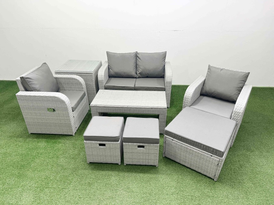 Click to view product details and reviews for Fimous Light Grey Pe Wicker Rattan Garden Furniture Set Sofa Set Reclining Adjustable Chair Oblong Coffee Table 7 Seater 3 Stools Side Table. Click to view product details and reviews for Fimous Light Grey Pe Wicker Rattan Garden Furniture Set Sofa Set Reclining Adjustable Chair Oblong Coffee Table 7 Seater 3 Stools Side Table.