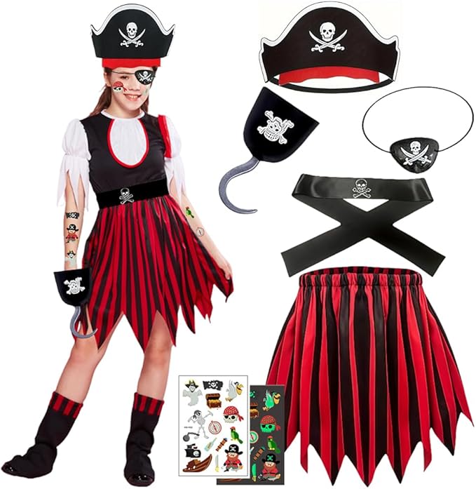 Click to view product details and reviews for 7 Piece Girls Pirate Costume Set.