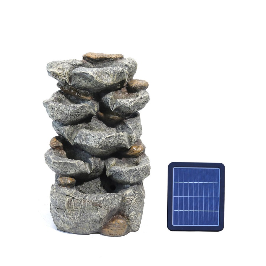 Outdoor Fountain Water Feature Waterfall Solar P... Cazaar