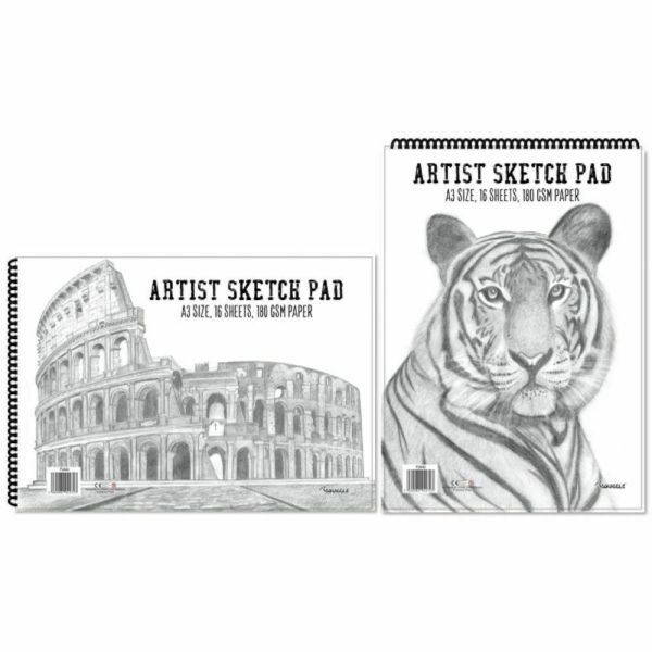 A3 Artist Sketch Book - Premium Artist Drawing Spiral 180gsm 64 Pages White X 1 Random sent