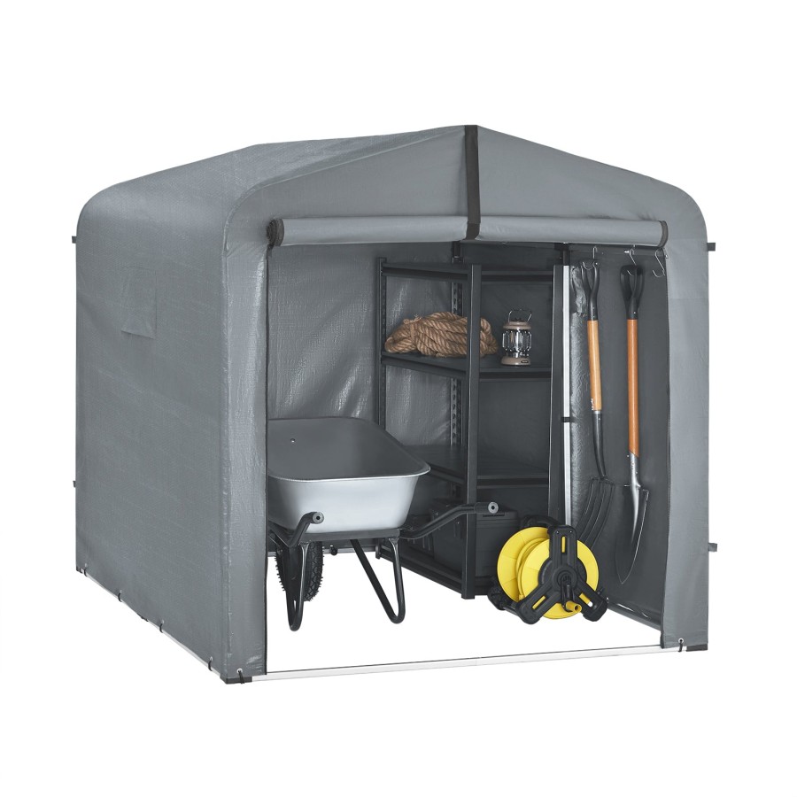 SoBuy KLS11-L-DG, Bike Storage Outdoor, Waterproof Bicycle Shelter, Outdoor Bike Storage Shed, Motorbike Storage Tent, Garden Shed for Bikes, Motorcycles, and Tools, Grey, 159x165x219 cm