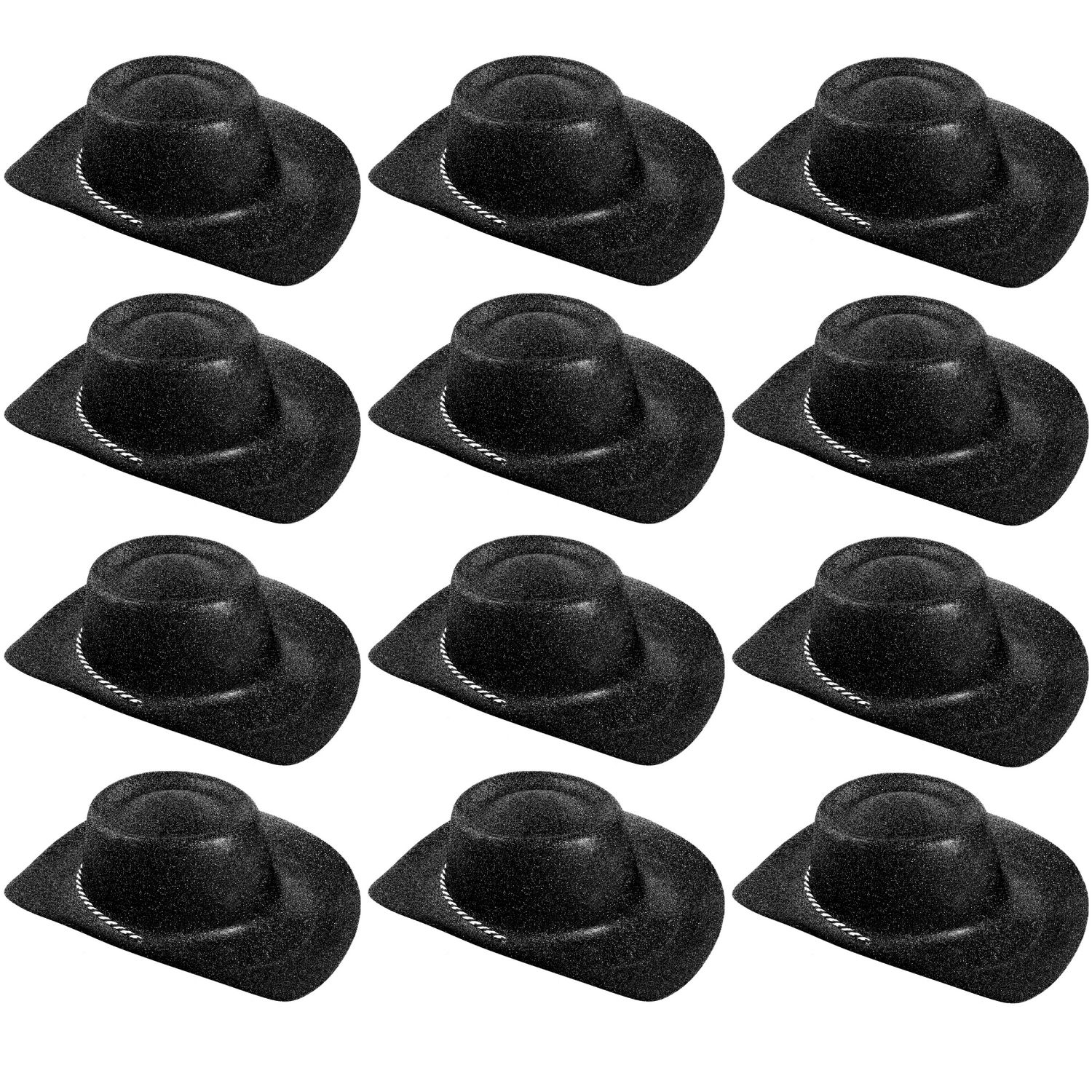 Click to view product details and reviews for Black Glitter Cowboy Hat Pack Of 12.