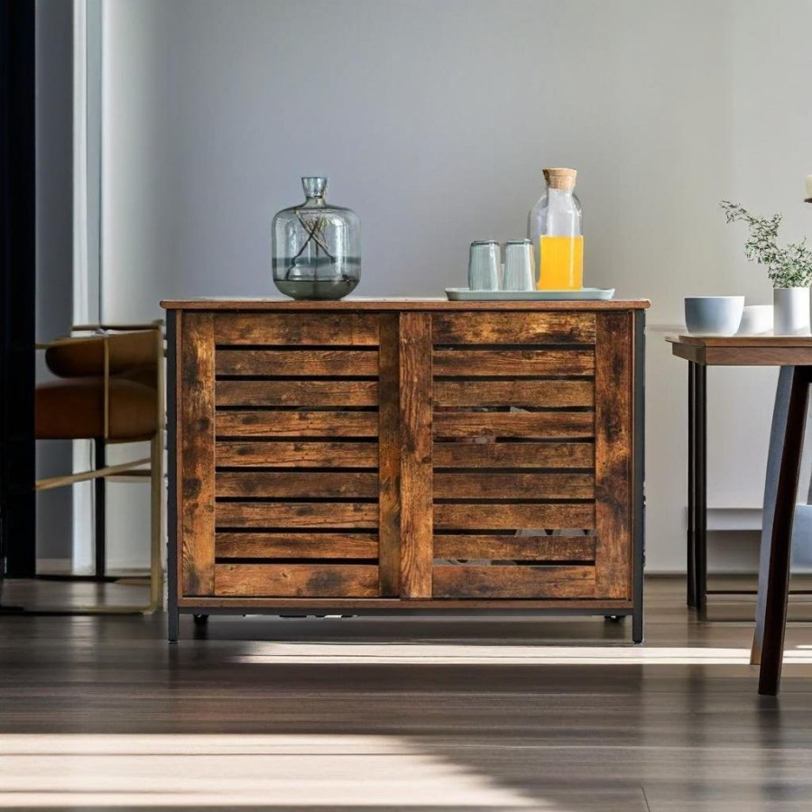 Click to view product details and reviews for Industrial Sideboard With Sliding Doors – Rustic Brown Black Storage Cabinet. Click to view product details and reviews for Industrial Sideboard With Sliding Doors – Rustic Brown Black Storage Cabinet.