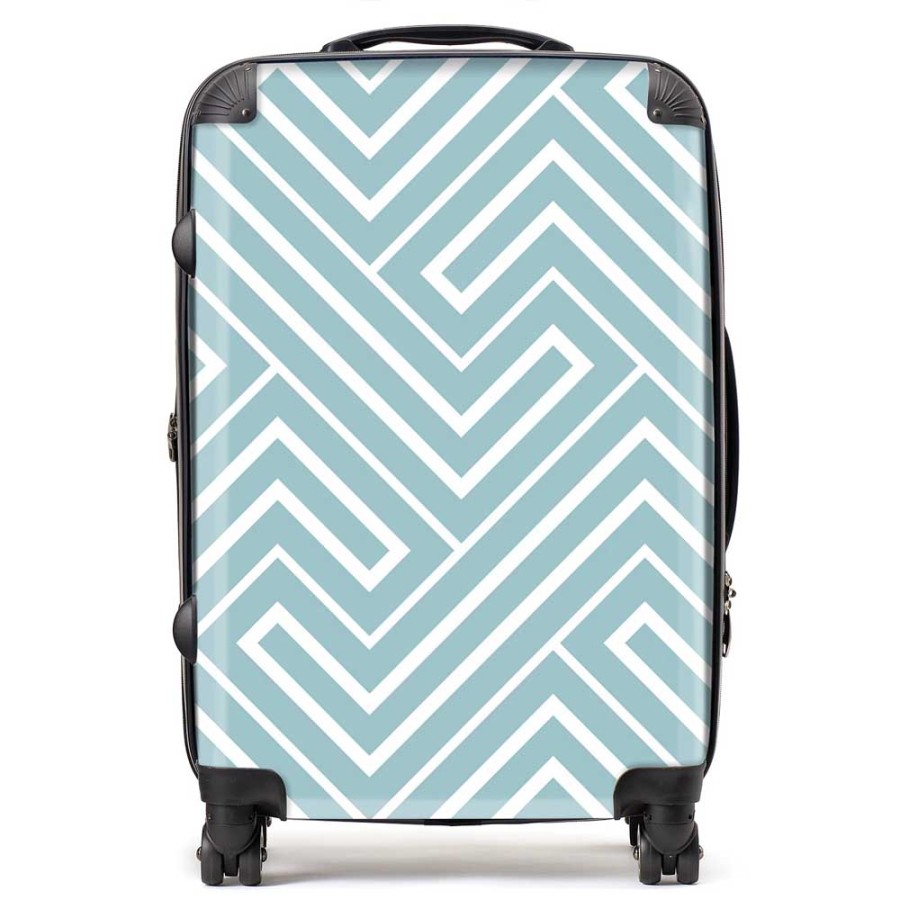 Blue And White Geometric Pattern Suitcase