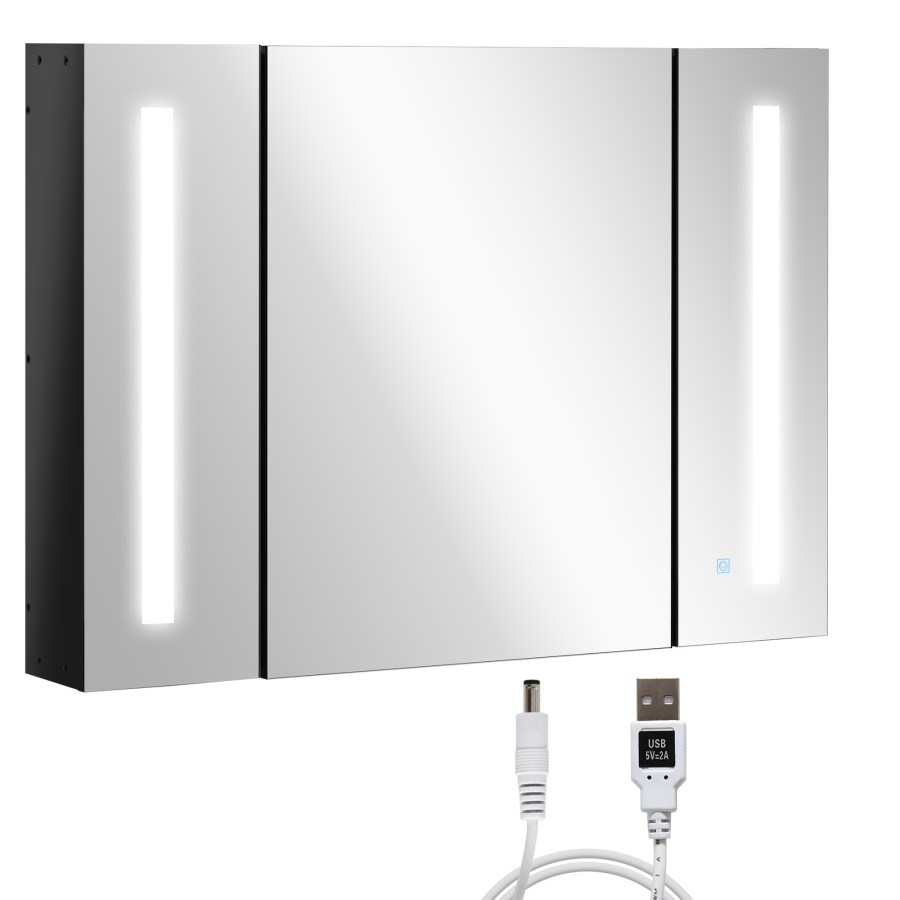 kleankin LED Bathroom Mirror Cabinet with Shelve... | Cazaar