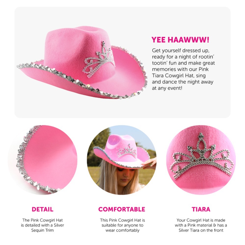 Pink Cowgirl Hat with Tiara