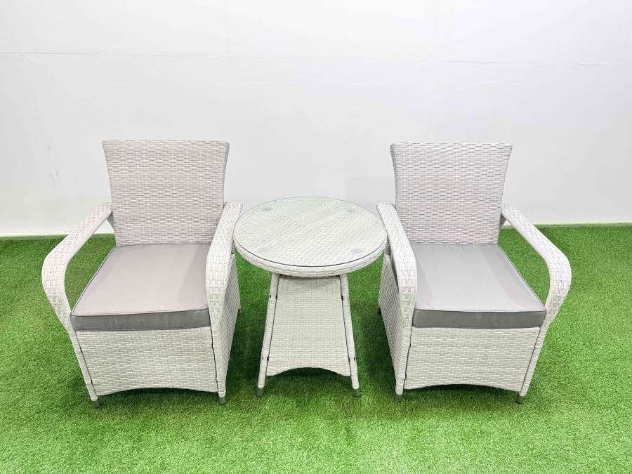 Click to view product details and reviews for Fimous Wicker Pe Rattan Garden Furniture Set Patio Outdoor 2 Chairs Plus Small Round Table Set Light Grey Mixed.