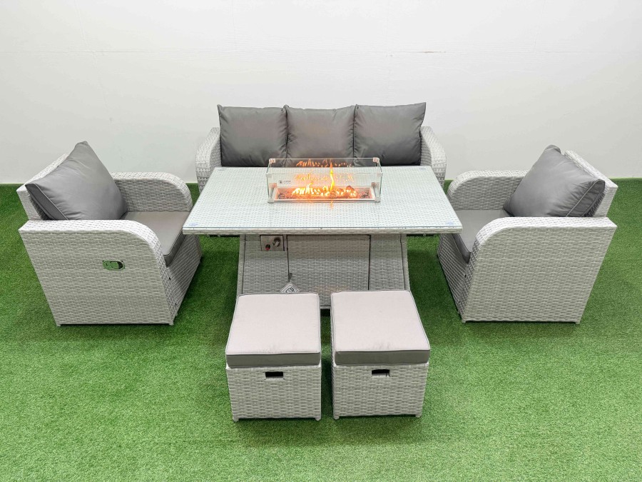 Click to view product details and reviews for Fimous Pe Rattan Garden Furniture Set Reclining Chair Sofa Lounge Sofa Set Firepit Dining Table 2 Small Stools Light Grey. Click to view product details and reviews for Fimous Pe Rattan Garden Furniture Set Reclining Chair Sofa Lounge Sofa Set Firepit Dining Table 2 Small Stools Light Grey.