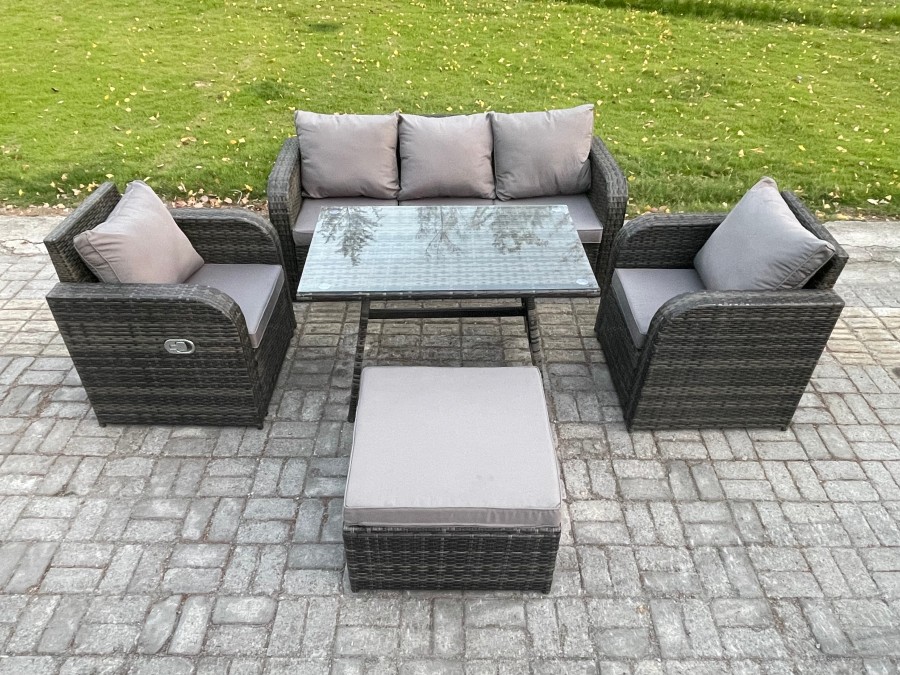 Click to view product details and reviews for Fimous Rattan Wicker Garden Furniture Patio Conservatory Sofa Set With Rectangular Dining Table Reclining Chair 3 Seater Sofa Big Footstool. Click to view product details and reviews for Fimous Rattan Wicker Garden Furniture Patio Conservatory Sofa Set With Rectangular Dining Table Reclining Chair 3 Seater Sofa Big Footstool.