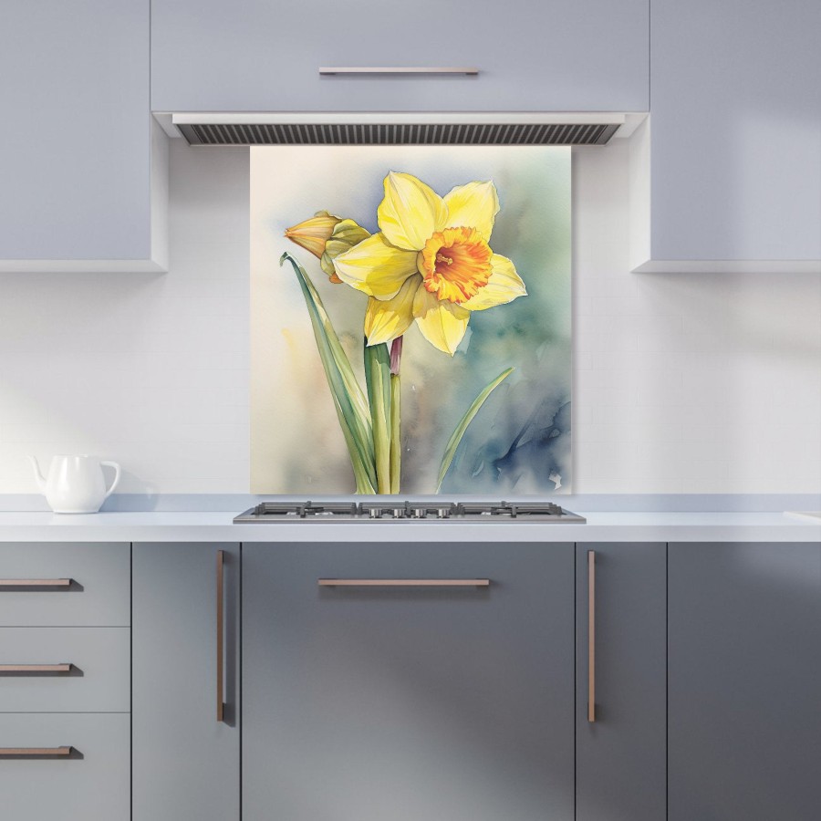Click to view product details and reviews for Daffodil Watercolour Kitchen Splashback W600mm X H650mm.