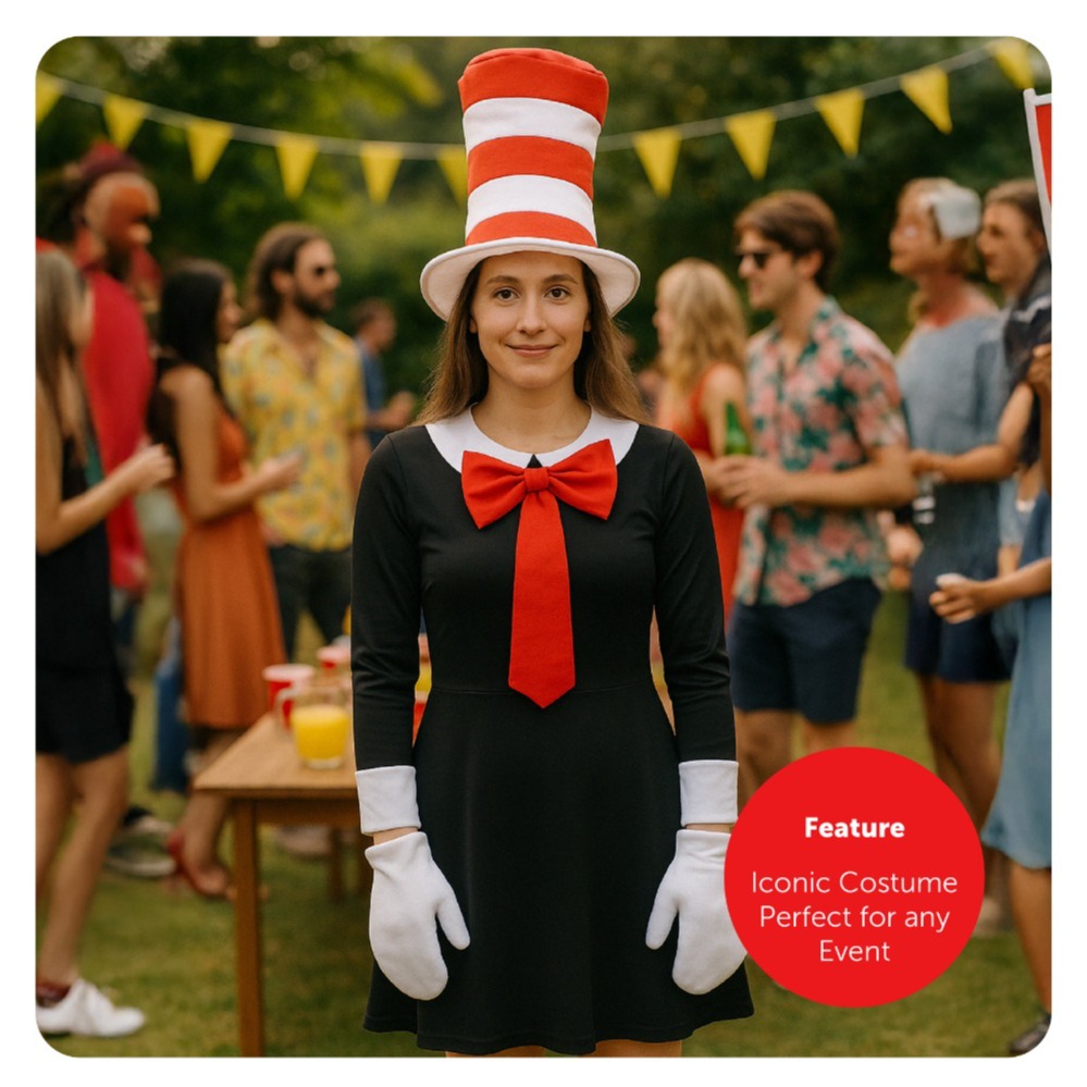 Ladies Crazy Cat Costume Set - Hat, Gloves & Tail