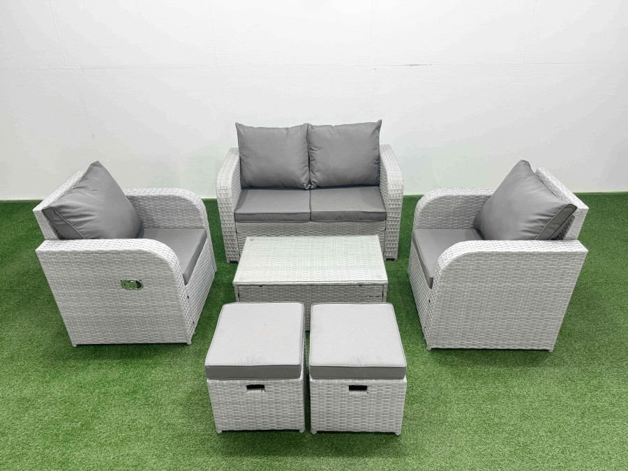 Click to view product details and reviews for Fimous Light Grey Pe Wicker Rattan Garden Furniture Set Sofa Set Reclining Adjustable Chair Rectangular Coffee Table 6 Seater 2 Small Stools. Click to view product details and reviews for Fimous Light Grey Pe Wicker Rattan Garden Furniture Set Sofa Set Reclining Adjustable Chair Rectangular Coffee Table 6 Seater 2 Small Stools.