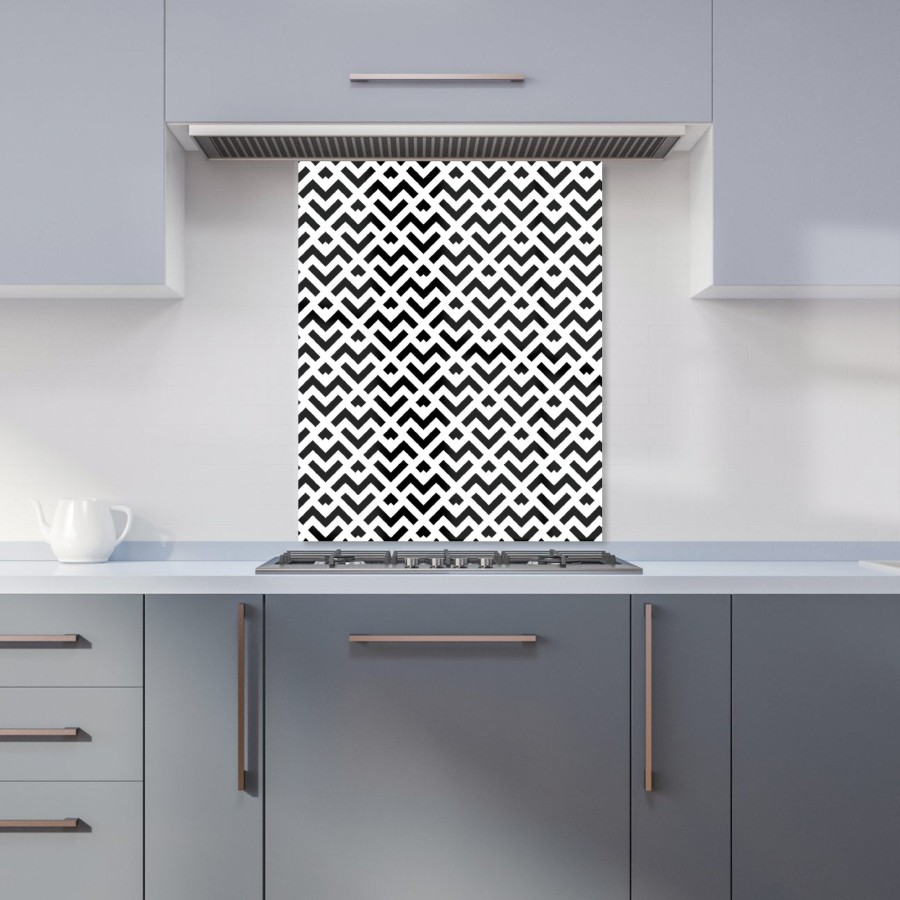 Click to view product details and reviews for Black And White Abstract Pattern Kitchen Splashback W600mm X H750mm.