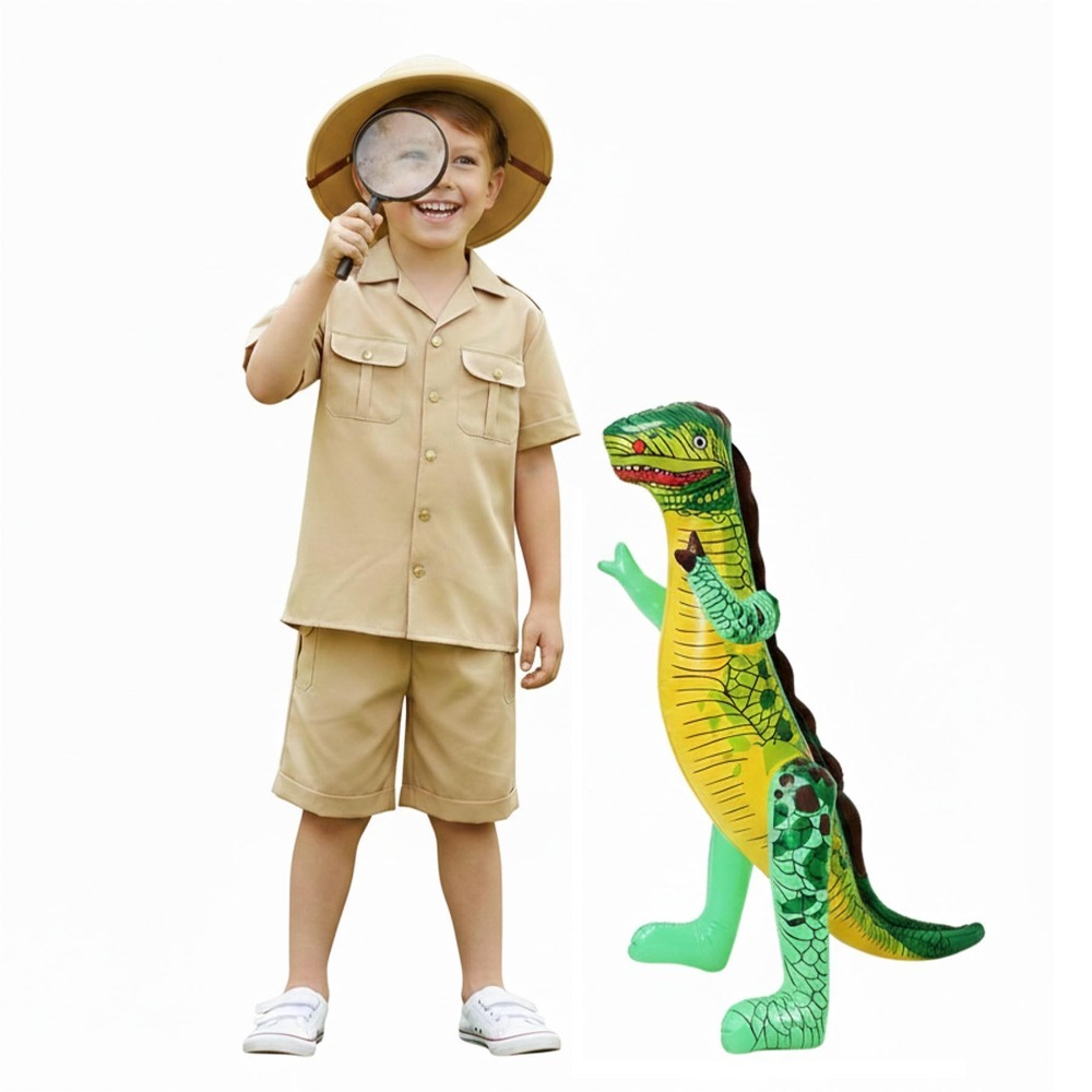 Click to view product details and reviews for Kids Palaeontologist Costume 5 Pcs Jacket Trousers Hat Magnifying Glass Inflatable T Rex Large.