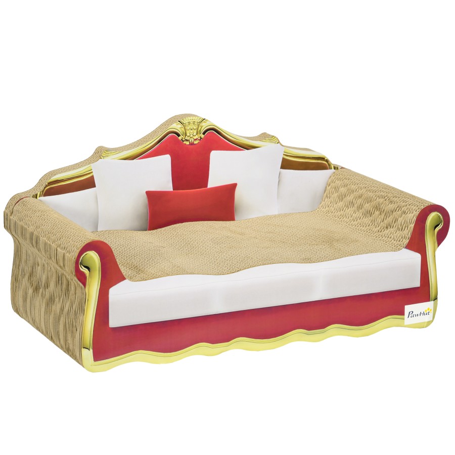 Pawhut Cat Scratching Board Cardboard Cat Scratcher Lounge Sofa Bed With Catnip 58 X 295 X 29cm
