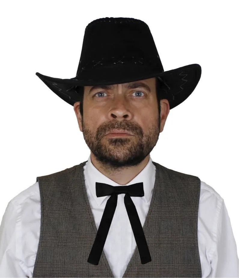 Black Western Bow Tie | Cowboy Bolo Style Tie | Sheriff Fancy Dress Accessory