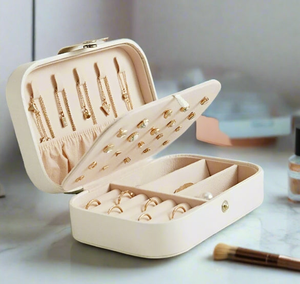 Click to view product details and reviews for Portable Leather Jewelery Box Travel Case For Rings Necklaces Earrings Storage White.