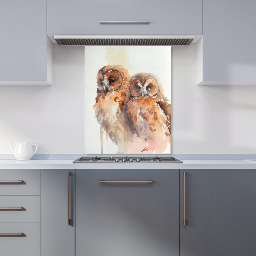 Click to view product details and reviews for Loving Tawny Owls Watercolour Kitchen Splashback W600mm X H750mm.
