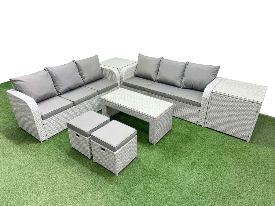 Click to view product details and reviews for Fimous Outdoor Garden Furniture Sets 8 Seater Wicker Rattan Furniture Sofa Sets With Oblong Coffee Table High Back Lounge Sofa Stools 2 Side Table Lig. Click to view product details and reviews for Fimous Outdoor Garden Furniture Sets 8 Seater Wicker Rattan Furniture Sofa Sets With Oblong Coffee Table High Back Lounge Sofa Stools 2 Side Table Lig.