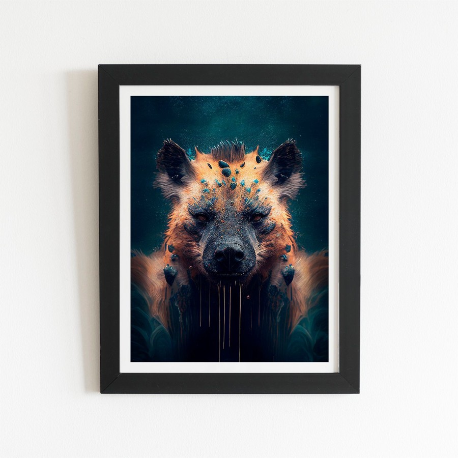 Click to view product details and reviews for Hyena Face Splashart Dark Background Art Prints 8 X 10 Black Frame.