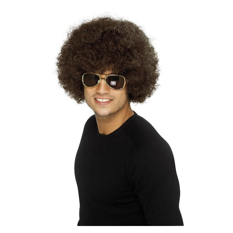 Click to view product details and reviews for Unisex 1970s Funky Brown Afro Fancy Dress Wig.
