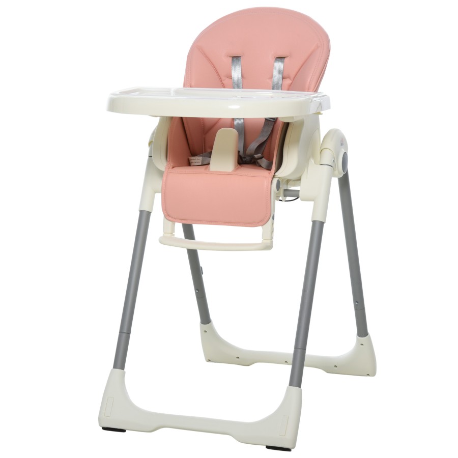 Click to view product details and reviews for Homcom Foldable Baby High Chair Toddler Height Back Footrest Adjustable Pink.