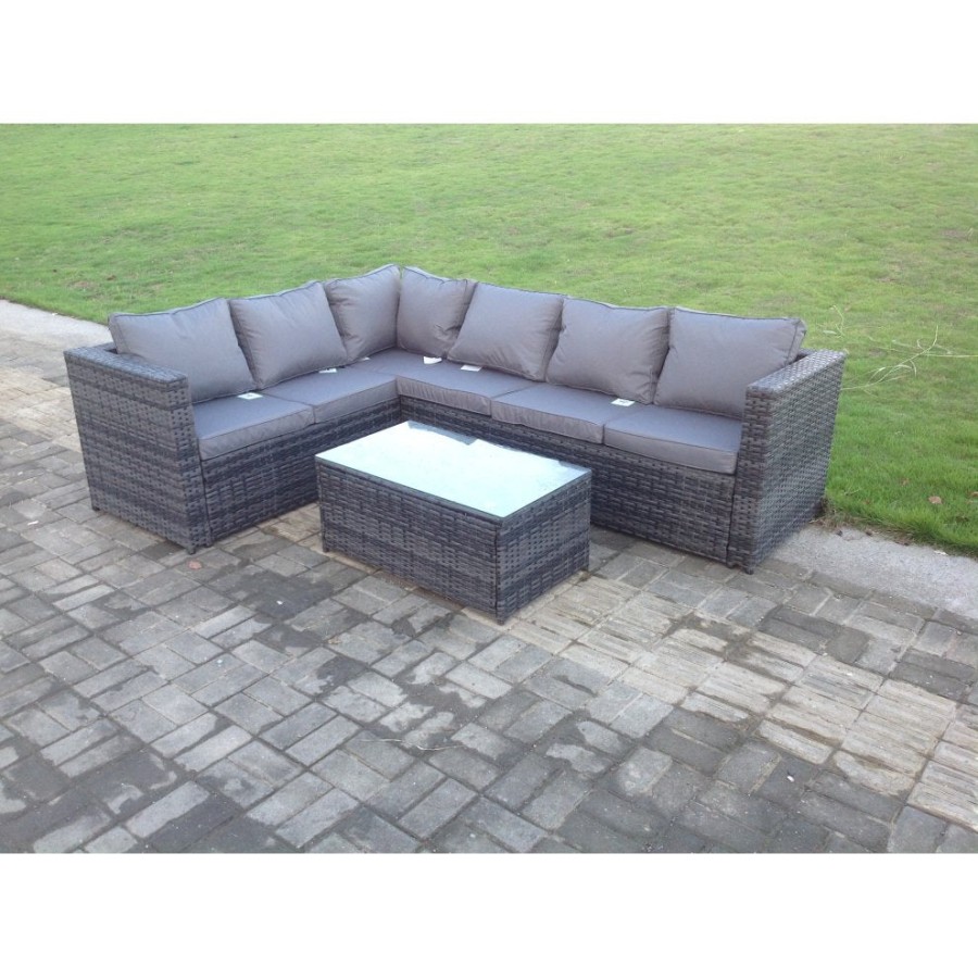 Click to view product details and reviews for Fimous Rattan Corner Sofa Set Rectangular Oblong Coffee Table Outdoor Garden Furniture In Grey Mix 6 Seater With Seat And Back Cushion Left Hand. Click to view product details and reviews for Fimous Rattan Corner Sofa Set Rectangular Oblong Coffee Table Outdoor Garden Furniture In Grey Mix 6 Seater With Seat And Back Cushion Left Hand.