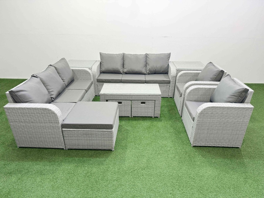 Click to view product details and reviews for Fimous Pe Rattan High Back Lounge Sofa Set Patio Oblong Coffee Table Chairs Set With 3 Seater Sofa Reclining Chair 3 Stools 2 Side Table Light Grey. Click to view product details and reviews for Fimous Pe Rattan High Back Lounge Sofa Set Patio Oblong Coffee Table Chairs Set With 3 Seater Sofa Reclining Chair 3 Stools 2 Side Table Light Grey.