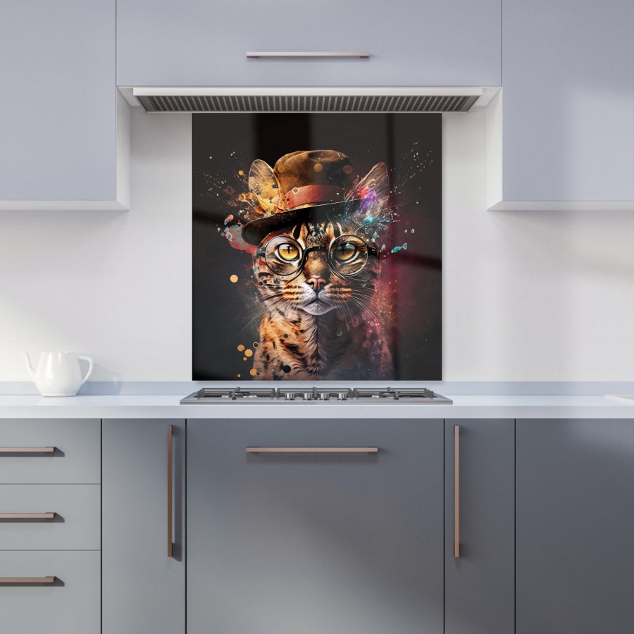 Click to view product details and reviews for Bengal Cat With Glasses Splashart Kitchen Splashback W700mm X H750mm.