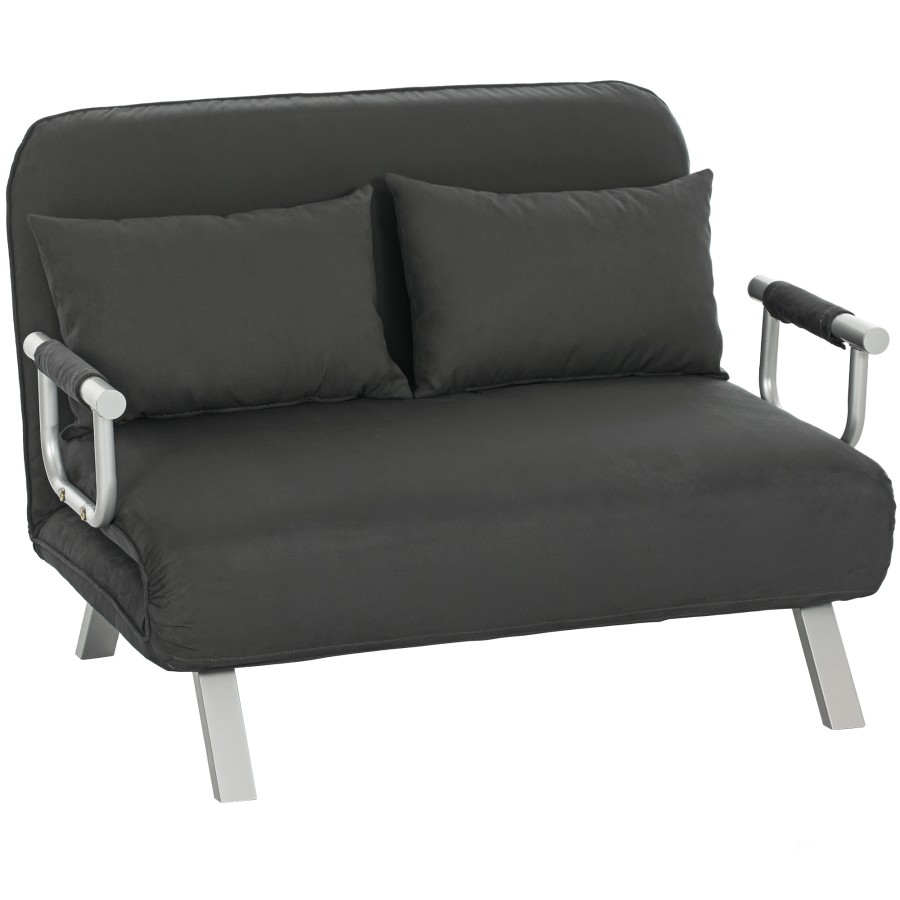 Click to view product details and reviews for Homcom 2 Seater Sofa Bed Click Clack Convertible Bed Settee Modern Velvet Feel Fabric Sofa With 2 Cushions For Living Room Bedroom Guest Room Cha.