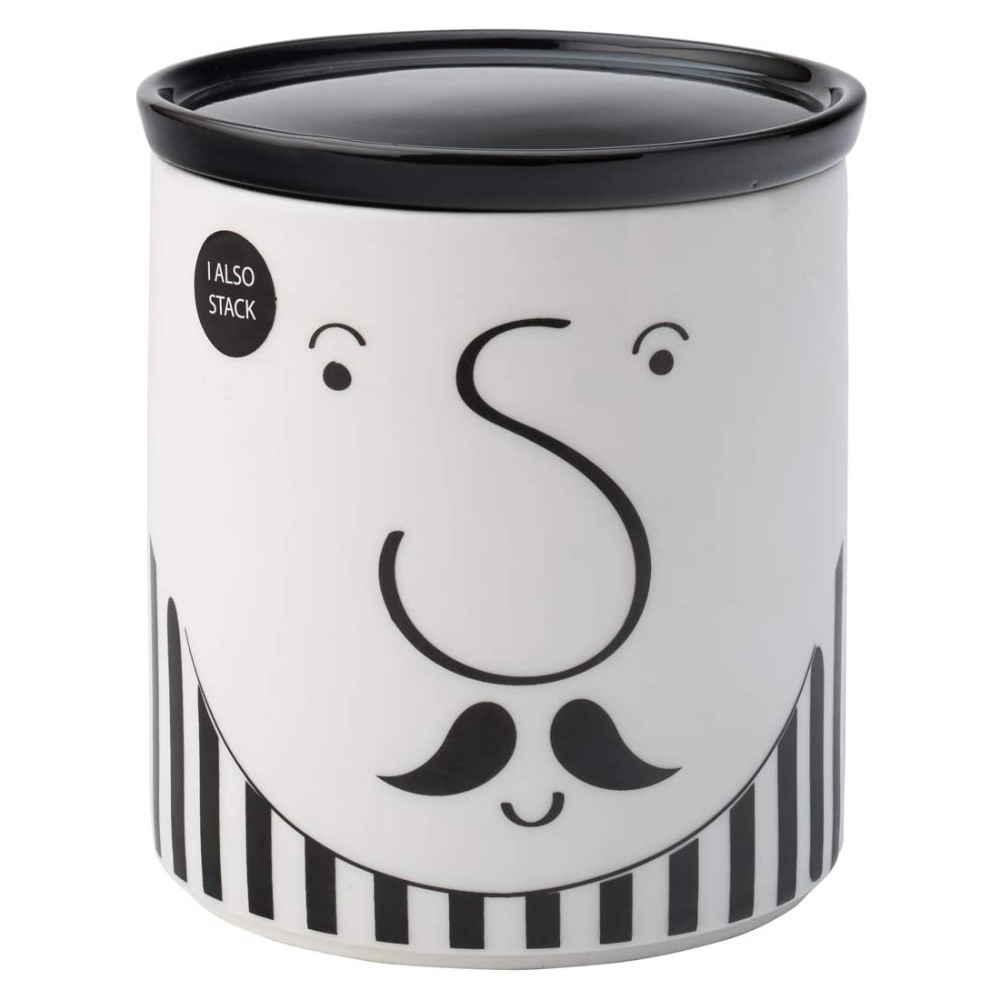 Abstract Moustache Stackable Storage Contemporary Tea Coffee Sugar Jar Canister