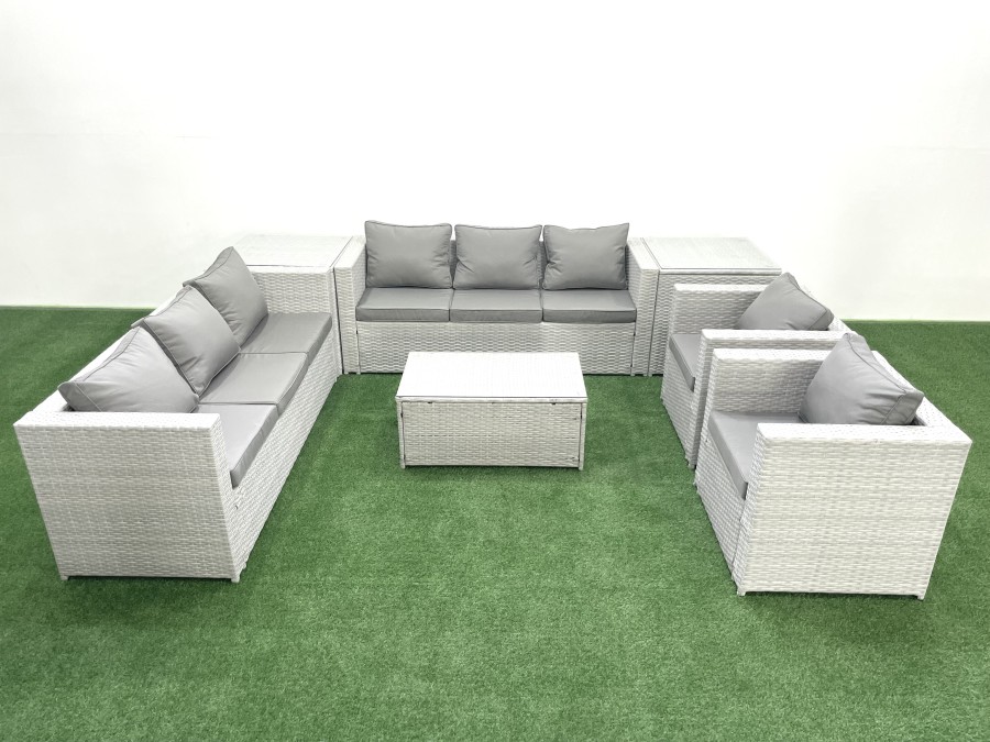 Click to view product details and reviews for Fimous Outdoor Rattan Sofa Garden Furniture Set With 2 Armchairs Oblong Coffee Table 2 Side Tables Light Grey Mixed. Click to view product details and reviews for Fimous Outdoor Rattan Sofa Garden Furniture Set With 2 Armchairs Oblong Coffee Table 2 Side Tables Light Grey Mixed.