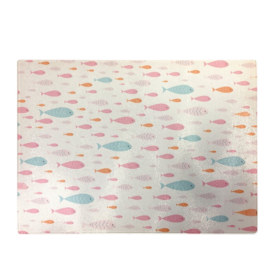 Click to view product details and reviews for Hand Drawn Swimming Fish Glass Chopping Board.