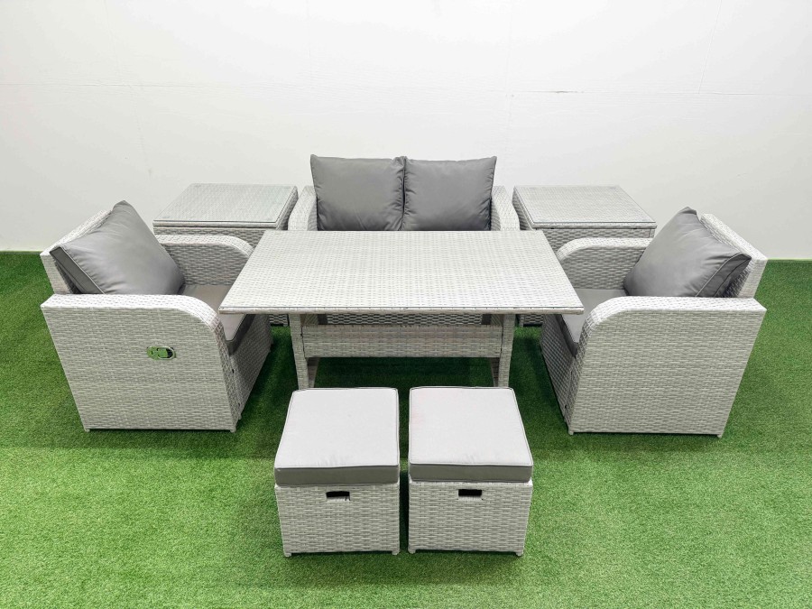 Click to view product details and reviews for Fimous Light Grey Pe Wicker Rattan Garden Furniture Set Sofa Set Reclining Chair Rectangular Dining Table 6 Seater 2 Small Stools 2 Side Table. Click to view product details and reviews for Fimous Light Grey Pe Wicker Rattan Garden Furniture Set Sofa Set Reclining Chair Rectangular Dining Table 6 Seater 2 Small Stools 2 Side Table.