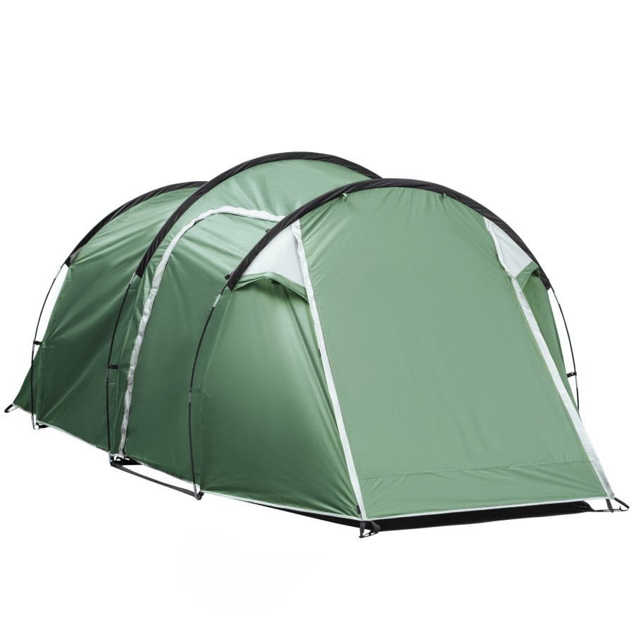 Outsunny 3 Man Camping Tent with Porch and Weather-Resistant Rainfly, Green