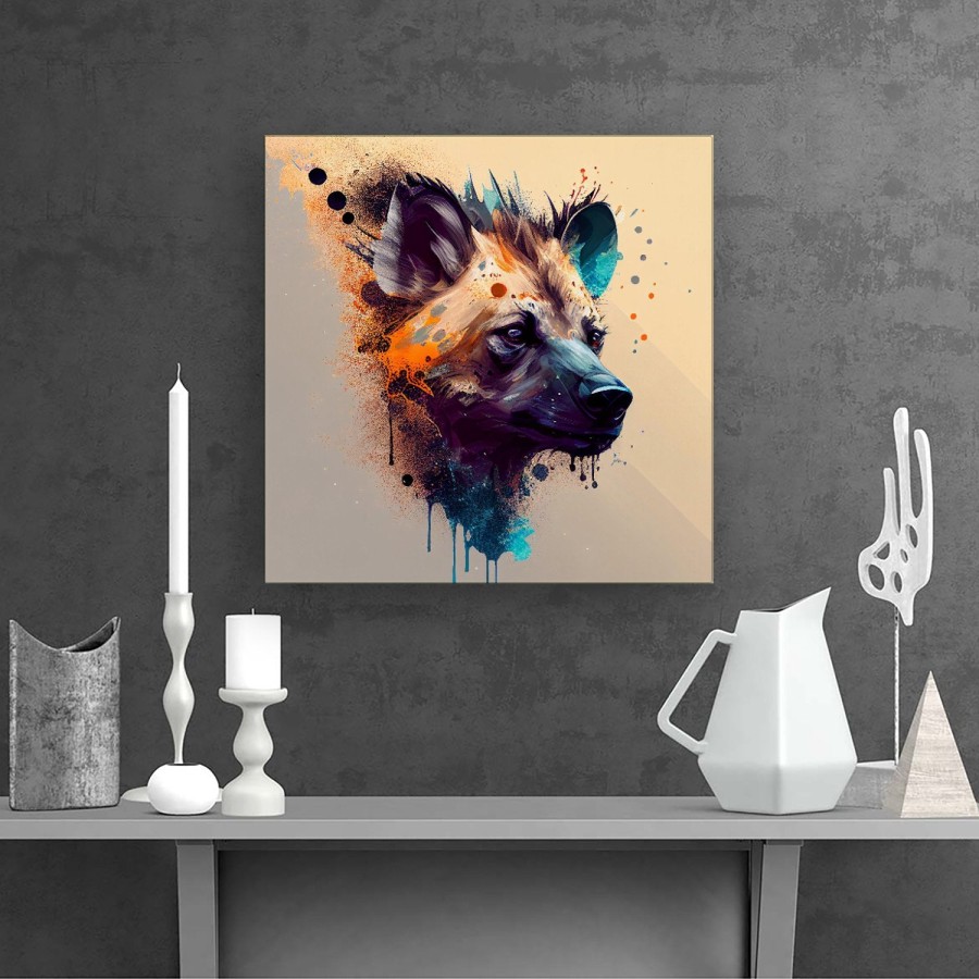 Click to view product details and reviews for Hyena Face Splashart Light Background Canvas Large 30 X 30.