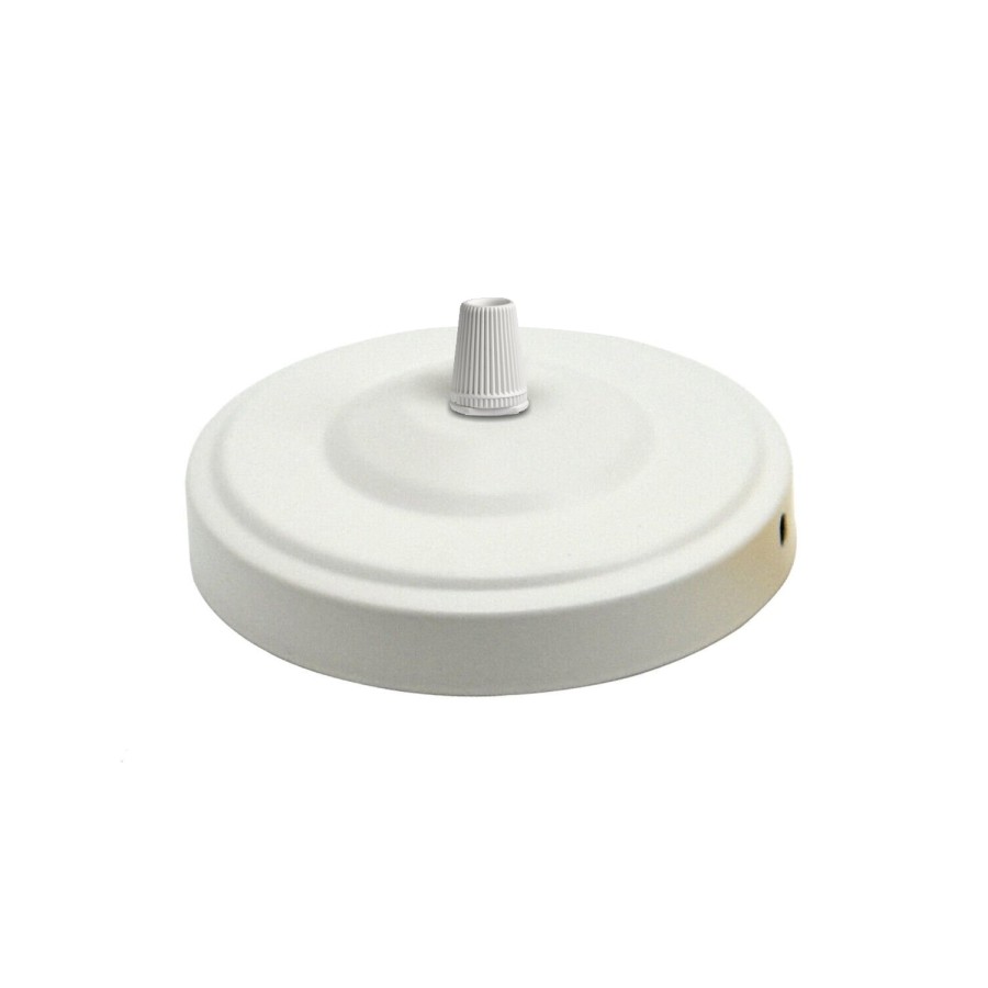 Ledsone 108Mm Side Fitting Single Outlet White Ceiling Rose ~1463 - White