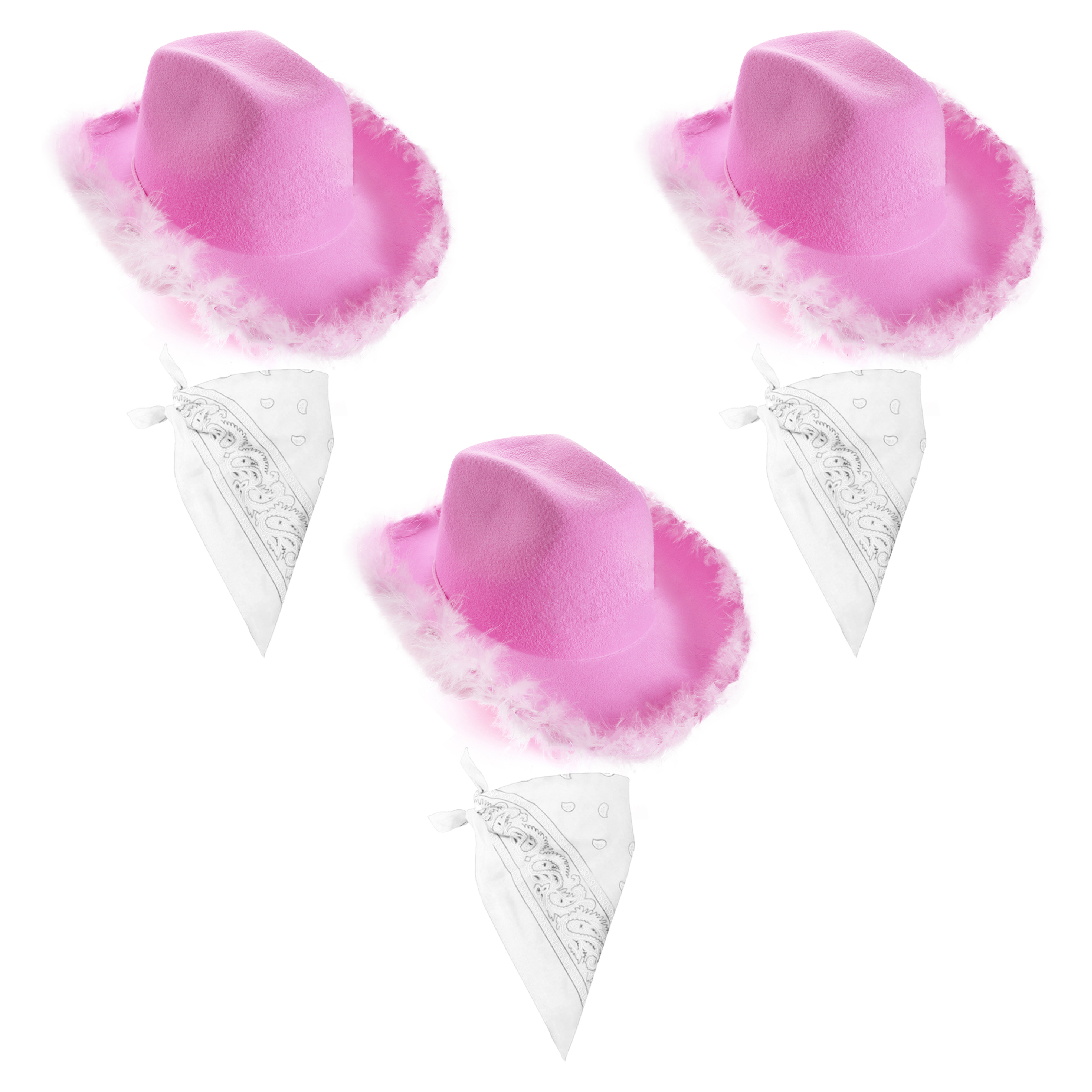 Click to view product details and reviews for Lilac Pink Cowboy Hat White Bandana Pack Of 3.